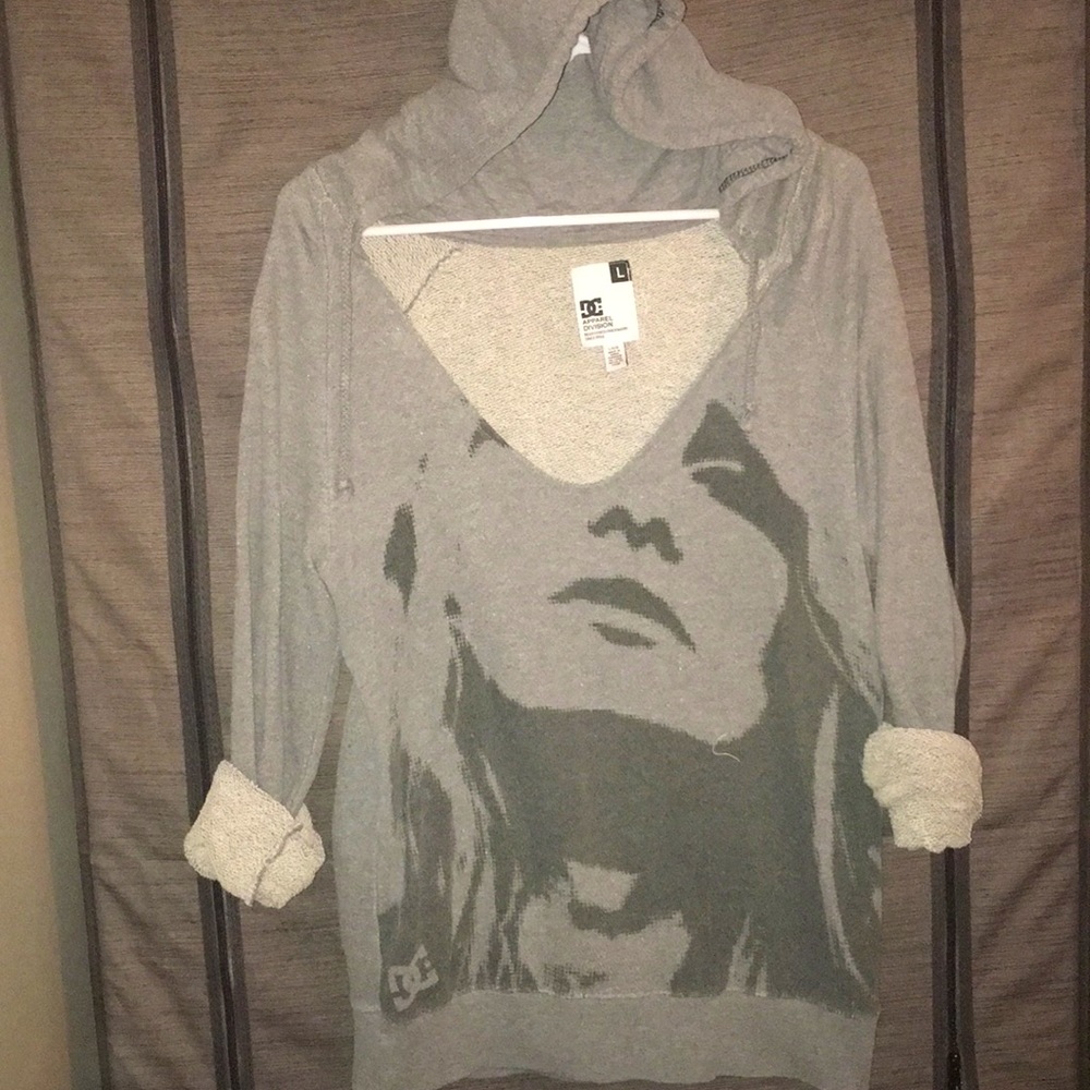 Hooded scoop neck sweater